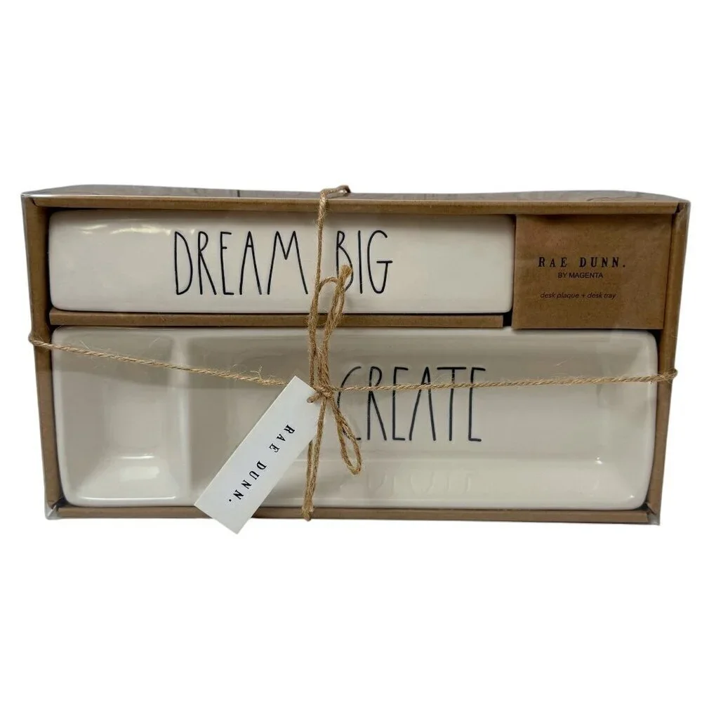 RAE DUNN Desk Set Dream Big and Create Ceramic Accessories By Magenta NWT